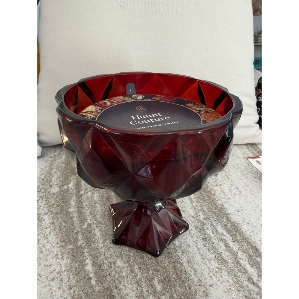 Threshold Glass Filled 3wick Candle Haunt Couture red HALLOWEEN 14.5OZ Spky szn